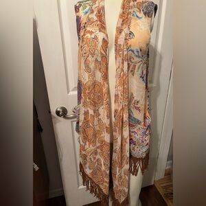 Ivy Jane boho fringed cover up kimono S
